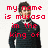 A person in a dark striped sweater with red pixelated text across four reading "my name is mufasa in the king of the land ill come and smack you with the back of my hand"