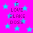 Bright pink background with scattered light blue stars and repeated purple text reading "I LOVE BLAKE DOSS" in pixelated font.