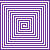 A static square composition of alternating purple and white concentric squares forming a spiral pattern, with the outermost border in solid purple.