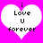 Two identical pixelated heart-shaped icons with 'i Love U forever' text on a bright pink background, each featuring black and white color scheme.