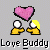Pixelated icon shows two yellow-shirted figures with white heads under a pink heart, labeled 'Love Buddy' below.