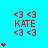 Red '<3' symbols and 'KATE' text on cyan background with red star animations; three of identical static elements and one of animated stars