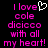Pixelated text in bright pink on black background with a white heart symbol replacing the 'o' in 'love', displayed across two identical