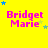 Yellow background with pink text "Bridget Marie" and scattered blue/green stars in a of nine positions