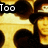 A static image shows a of repeated anime-style character faces with dark hair and yellowish skin, overlaid with partial text fragments