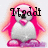 Pixelated pink and white cartoon character with glowing pink aura, displaying different text above its head across frames.