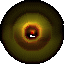 Animated sequence of a yellow and brown circular shape transforming into a stylized 'Q' with a flame-like center, then reversing back to the circle.