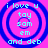 A static image with four identical circular patterns on a pink background, each containing text in cyan and blue.