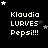 Pixelated text and star animations on a black background, with 'Klaudia LURVES Pepsi!!!' repeated across a