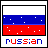 Four display a Russian flag with pixelated white dots; the bottom red stripe's dot pattern changes across frames while text below reads 'RUSSIAN' in alternating blue and red letters