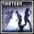 Animated contact sheet of a 3x3 grid showing nine sequential frames from an AIM buddy icon animation featuring silhouetted figures running against a bright background with the text "THIRTEEN" at top.
