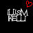 Two side-by-side pixelated icons with white stylized text on black background; left icon has red heart symbol above text, right lacks the heart.