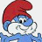 A static contact sheet of a Smurf character with red hat and blue body, surrounded by repeated "la LA" text in pixelated font across multiple frames.