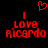 Red pixelated text and heart symbol on black background, two identical side-by-side layouts with 'I Love Ricardo' below a vertical line.
