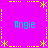 A static pixel art icon with a bright magenta background, yellow dotted border, and four instances of the text 'Angie' in cyan.