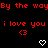 Red pixelated text and symbols on black background with white heart outlines, animated to alternate between red hearts and white hearts.