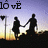 Silhouetted couple holding hands against a sunset sky with streetlamp and heart symbols, transitioning to large text 'LOVE' over the same scene.