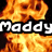 Animated fire background with white text reading 'Maddy is REDHOT' in bold, blocky letters.
