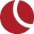 Red circular icon with white crescent-shaped cutout, pixelated edges on light gray background.