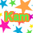 Colorful star-patterned background with green text reading 'Kam Grady!' and a heart-shaped icon containing the number 3.