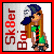 A pixelated 54x54 AIM buddy icon featuring a cartoon character with long blonde hair wearing a blue and white cap, green crop top, and black wristbands on both arms, alongside bold red text reading "Avril Lavigne Rocks!" on a black background.