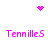 Pixelated pink text 'TennilleS' appears in four positions with a heart and starburst above and below, all on white background.