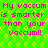 A static image with bright green background and yellow patterned overlay displaying repeated pink text "My vaccum is smarter than your vaccum!!" in pixelated font.
