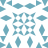 A static pixelated pattern featuring symmetrical teal and white shapes arranged in a repeating grid with central star-like and diamond motifs.