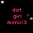 Black background with red text 'dat girl monii<3' repeated in a , surrounded by small white and gray stars that shift position across frames
