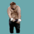 Animated contact sheet showing two frames of a pixelated cartoon character with brown hair, bare torso, black pants, and white wristbands against a solid teal background.