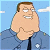 Animated contact sheet of Joe Swanson from Family Guy in police uniform with changing facial expressions across five frames against a blue sky background.