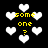 Pixelated white hearts and yellow text 'some one ?' on black background with animated heart size changes.