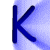 A blue letter K with a 3D effect appears against six distinct background colors in