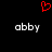 Red pixelated heart symbol above two identical gray text labels on black background.