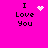 A bright pink background displays four identical 'I Love You' text blocks with changing pixelated symbols above the word 'Love'.
