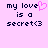 Pixelated text on light purple background with one version featuring a pink heart symbol replacing the 'o' in 'love'.