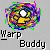 Four animated circular icons with swirling multicolored borders, each containing a yellow hand gesture and white circular eye, labeled "Warp Buddy" below.