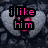 Pixelated heart-shaped background with pink and black text overlays reading "i like him," "he likes me," "but one thing is," "we can never be!," and "xoxoxo" with five small hearts.