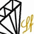 Black and gold pixelated icon with abstract geometric shapes on left, stylized cursive 'gf' text on right.