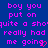 Blue background with pink pixelated text reading 'boy you put on quite a show really had me going' and two small red heart symbols.