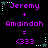 Pixelated text displays names and numbers with animated star effects on a black background.