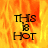 A pixelated icon with fiery orange-yellow background and bold text reading "THIS IS HOT" in black block letters, showing slight animation variation in the 'S' and 'O' characters across frames.