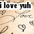 A static image with a beige background featuring repeated cursive 'Love' text and heart symbols, overlaid with four distinct black text blocks.