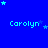 Blue background with light blue text 'Carolyn' repeated in a , surrounded by small light blue stars in various positions