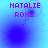 Purple text 'NATALIE ROXS' appears above a blue gradient background with shifting circular patterns.