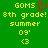 Green background with yellow pixelated text reading 'GOMS 8th grade! summer 09' and a red heart symbol above the 'GOMS' text on the left side.