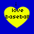 Four yellow heart-shaped icons with black text "i love baseball" on a blue background, each with distinct pixelation and edge blur variations.