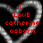 A static pixelated image shows a heart-shaped border with red text reading 'i LOVE catherine osborn' on a black background.