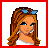 Pixel art of a female character with long brown hair, blue bow, and red-and-white striped crop top in various poses including full-body, torso-only, legs-only, and head-only views