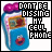Animated sequence of a blue toy phone with Elmo's face, displaying text 'DON'T BE DISSING MY PHONE' where each frame highlights different words in blue